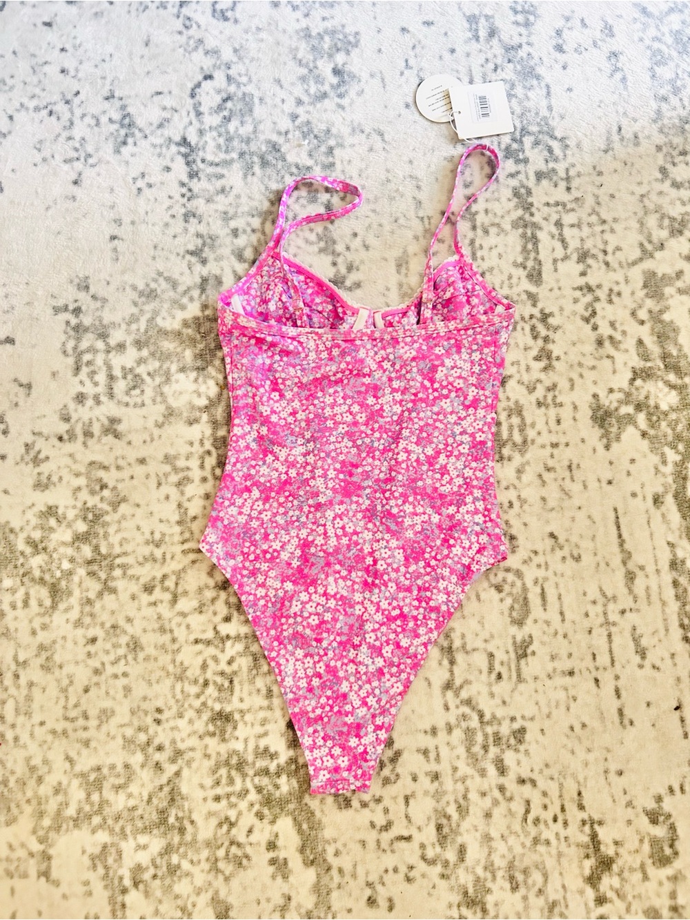 Kulani Kinis Pink Ditsy Floral One-Piece Swimsuit S NWT - Picture 3 of 4